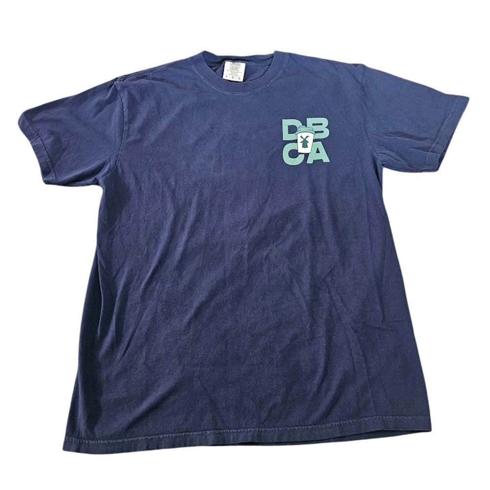 Comfort Colors Dutch Bros California Bear Graphic T-Shirt Navy Blue Mens Large